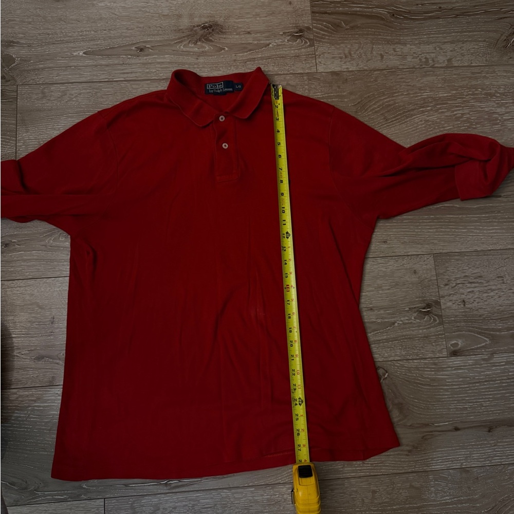 Ralph Lauren Men's Red Long-Sleeve Polo Shirt with Embroidered Pony - Picture 6 of 7